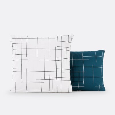 Charline Graphic Reversible 100% Cotton Pillowcase LA REDOUTE INTERIEURS