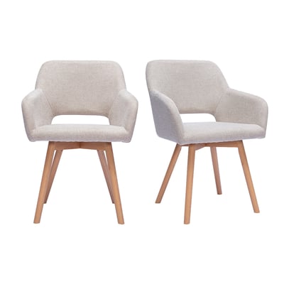 Chaises en tissu effet velours texturé terre brûlée et bois clair (lot de 2) LAURETTE MILIBOO