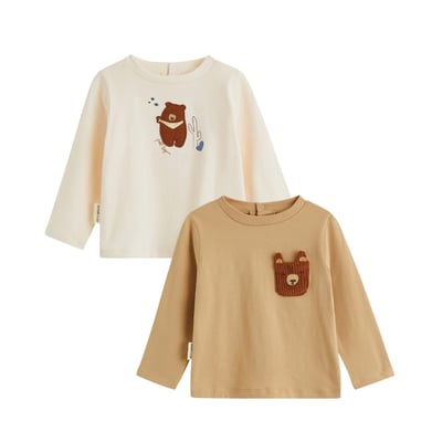 Lot de 2 t-shirts bébé manches longues Moka PETIT BEGUIN