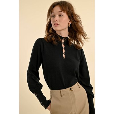Pull noir manche bouffante best sale