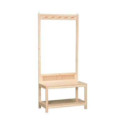 Meuble d'entrée, porte manteau décor bois et cannage 1 étagère 5 crochets CAMARGUE SWEEEK