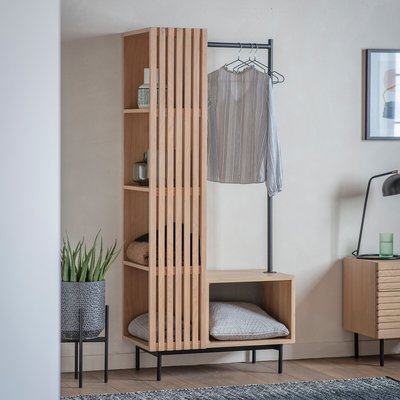 Batala Japandi Oak Slatted Open Wardrobe SO'HOME