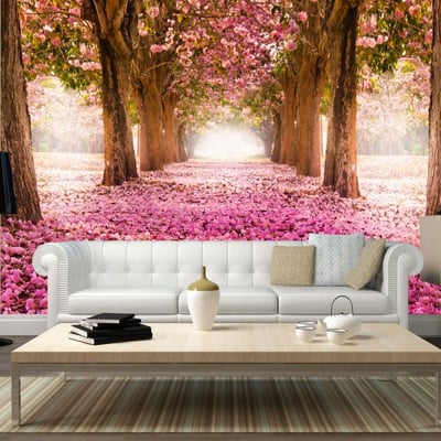 Papier peint intissé panoramique Paysage Pink grove EDEN