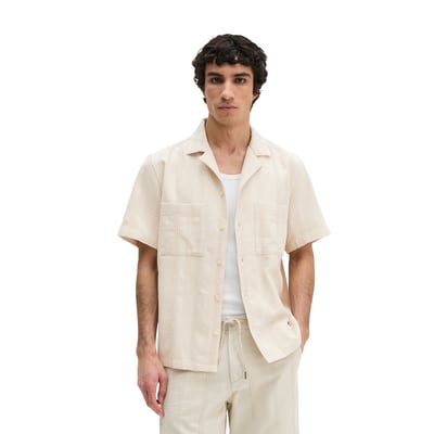 Chemise à manches courtes regular avec mélange de structures à rayures MARC O'POLO