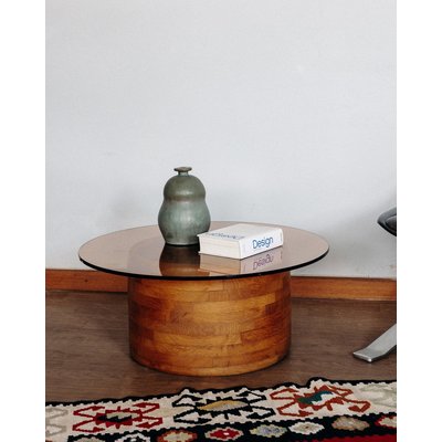 Table basse en verre Liv N°142 - Bon état DEBONGOUT