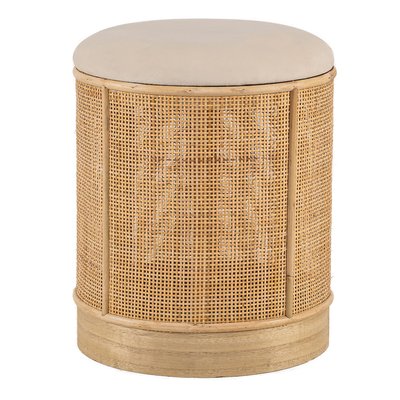 Pouf velours et rotin, CHUO NORDLYS