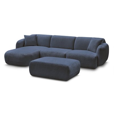 Canapé modulable 3 places en tissu chenille avec pouf, ANDA BOBOCHIC