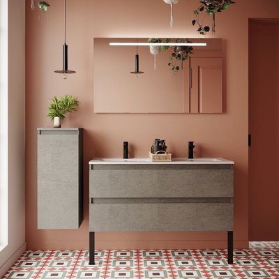 Meuble salle de bain double vasque 2 tiroirs - HUDSON HOMIFAB