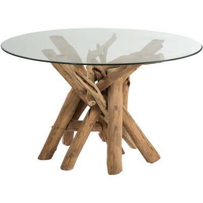 Table en bois et verre, ronde, Garett JOLIPA