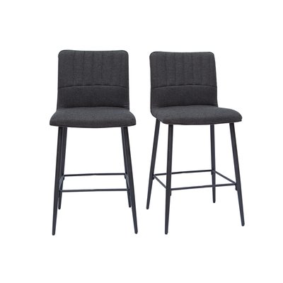 Tabourets De Bar Vintage Tissu  Foncé (lot De 2) H62 Cm Farell MILIBOO
