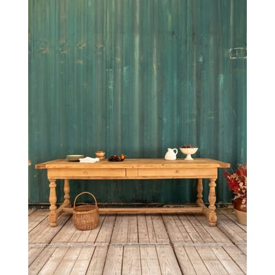 Grande table à manger en bois Romy N°1462 - Bon état DEBONGOUT