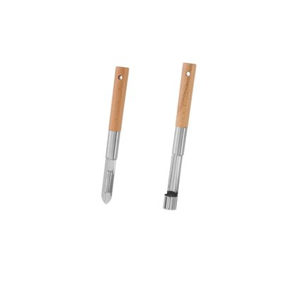 Épluche-légume + Évideur en bois hêtre et métal chromé WADIGA