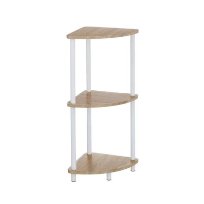 Étagère d'angle 3 plateaux en bois et métal blanc - 30x30x80cm WADIGA