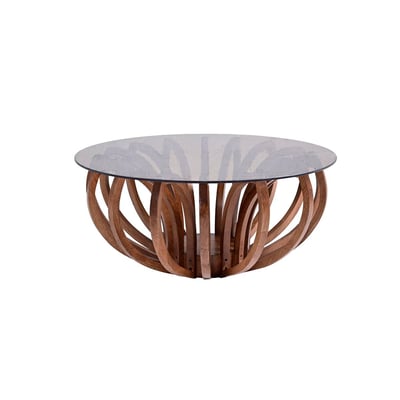 Table basse en bois de manguier et verre ARACELI MADE IN MEUBLES 
