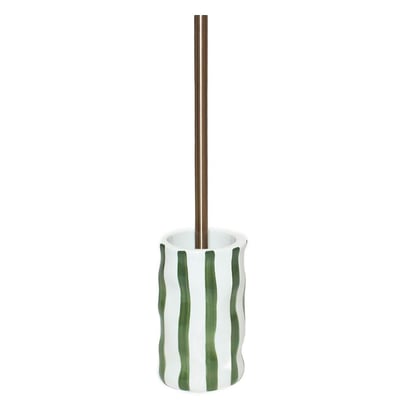 Brosse WC en céramique rayures vert et blanc 10.5x10.5x44cm WADIGA