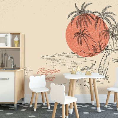 Papier peint enfant surf beach HEXOA