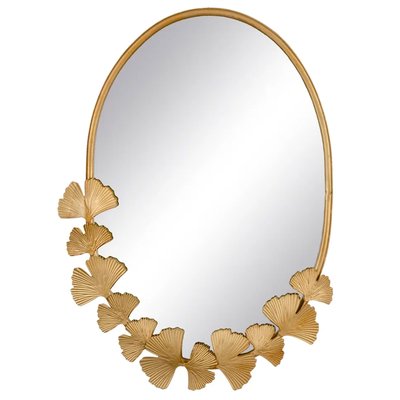 Miroir classique ovale en métal doré gingko 34x4x42cm WADIGA
