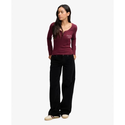 Pantalon en Velours Côtelé Baggy Taille Moyenne SUPERDRY