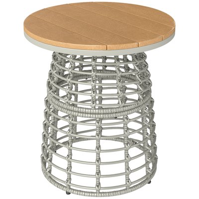 Table basse de jardin table d'appoint extérieur résine aspect rotin métal OUTSUNNY