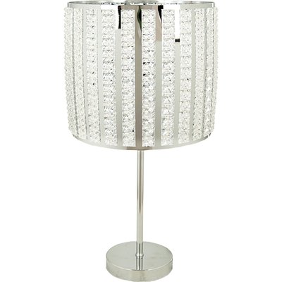 Lampe de table métal argenté abat jour décor cristal élégant RECOLLECTION