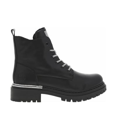 Bottines noires à talon décroché bas avec un zip et des lacets ronds RIEKER