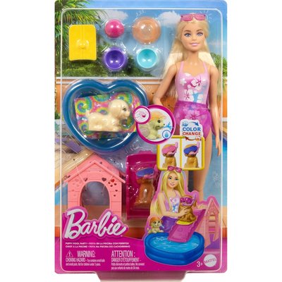 Barbie - Coffret piscine des chiots avec poupée MATTEL