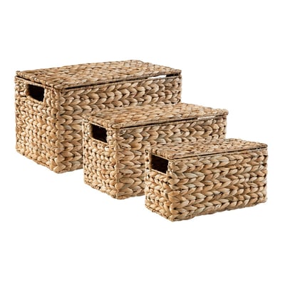 Lot de 3 boîtes en jacinthe d'eau - MAYA CALICOSY