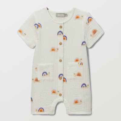 Combinaison courte en double gaze imprimée en coton BIO GOTS BOUT'CHOU