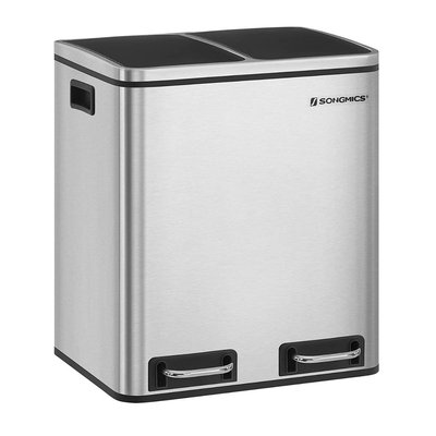 Poubelle de tri 2 bacs de 15L à pédales CALICOSY