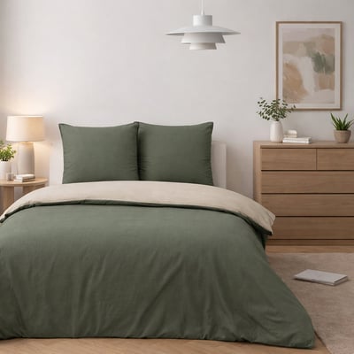 Parure housse de couette en coton lavé bicolore, Vicky C DESIGN HOME TEXTILE