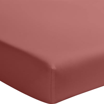 Drap housse en percale de coton lavé bonnet 30 cm uni, ELEGANCE BATON ROUGE