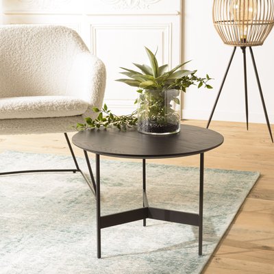 Table basse ronde 50 cm bois noir CORUMBA PIER IMPORT