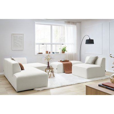 Canapé modulable 6 places en tissu bouclette, MEGEVE BOBOCHIC