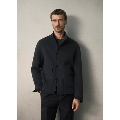 Veste en mélange laine-cachemire à col montant avec bandeau MANGO MAN