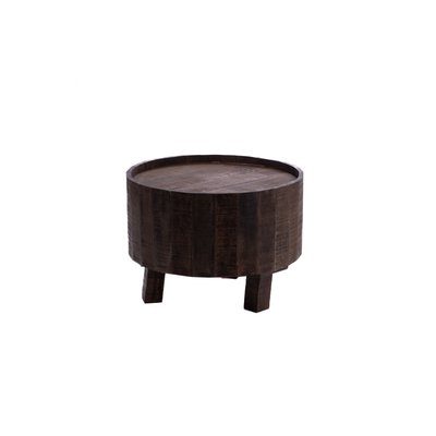 Table basse ronde en manguier foncé avec rangement D60 - FORET AMADEUS