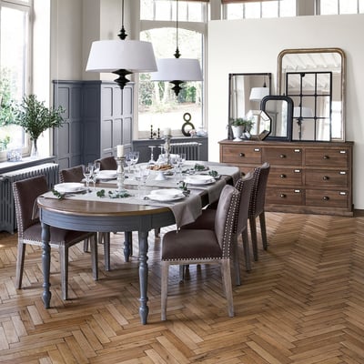 Table à manger, extensible, en pin et plaqué chêne, 4 à 12 couverts, EULALI LA REDOUTE INTERIEURS