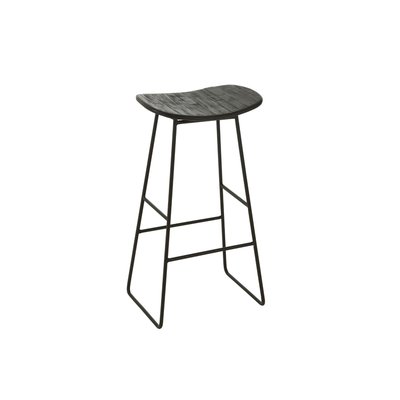 Tabourets de bar en teck recyclé brossé et en métal (lot de 2) - DILI HELLIN, DEPUIS 1862