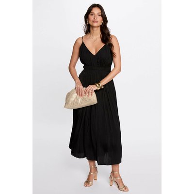 Robe midi droite plissée MORGAN
