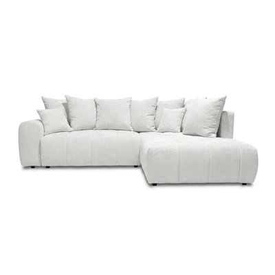 Canapé d'angle convertible 4 places en tissu bouclette, ROXELANE BOBOCHIC