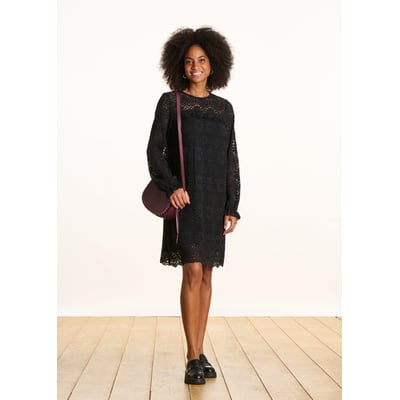 Robe Tunique La Redoute Noire - Taille 36, Manches Longues, Voile Transparent Doublé