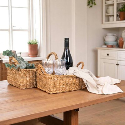 Panier de rangement rectangulaire en jonc de mer avec poignées (lot de 2) PIER IMPORT