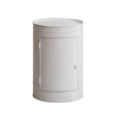 Table de chevet bidon en métal blanc  MERYL MADE IN MEUBLES 