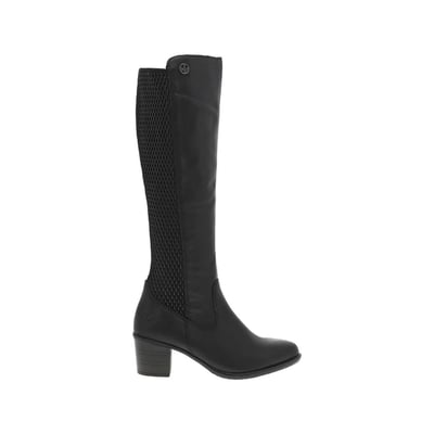 Bottes bi-matières en cuir noir à semelle à talon décroché moyen RIEKER