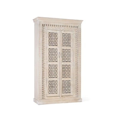 Armoire 2 portes Bois Blanc - OLÉNIE DECORATION D’AUTREFOIS