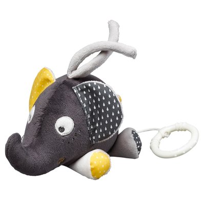 Peluche Mini Musical Eléphant en velours SAUTHON