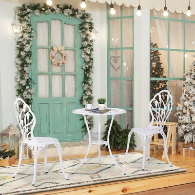 Ensemble jardin 2 places fonte d'aluminium imitation fer forgé OUTSUNNY
