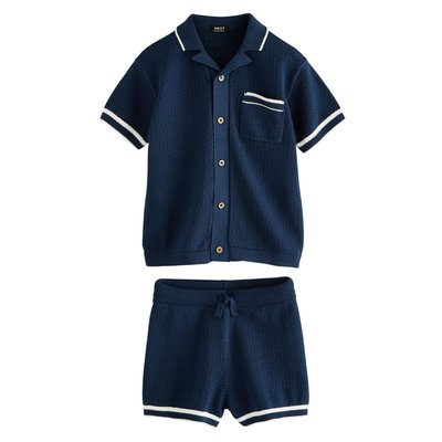 Polo en maille texturée et col à revers short NEXT