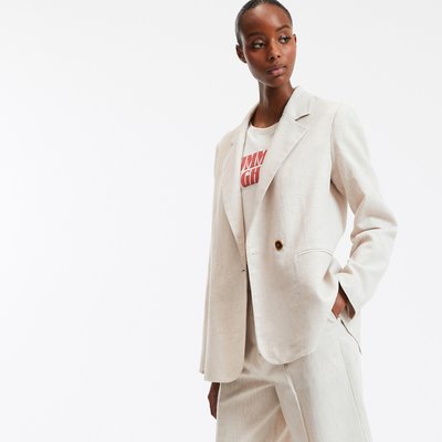 Giacca dritta doppio petto in lino e cotone LA REDOUTE COLLECTIONS