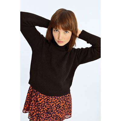 Gros pull noir col roulé femme 2025
