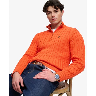 Pull Preppy Cotton Cable Half Zip coupe ajustée SUPERDRY